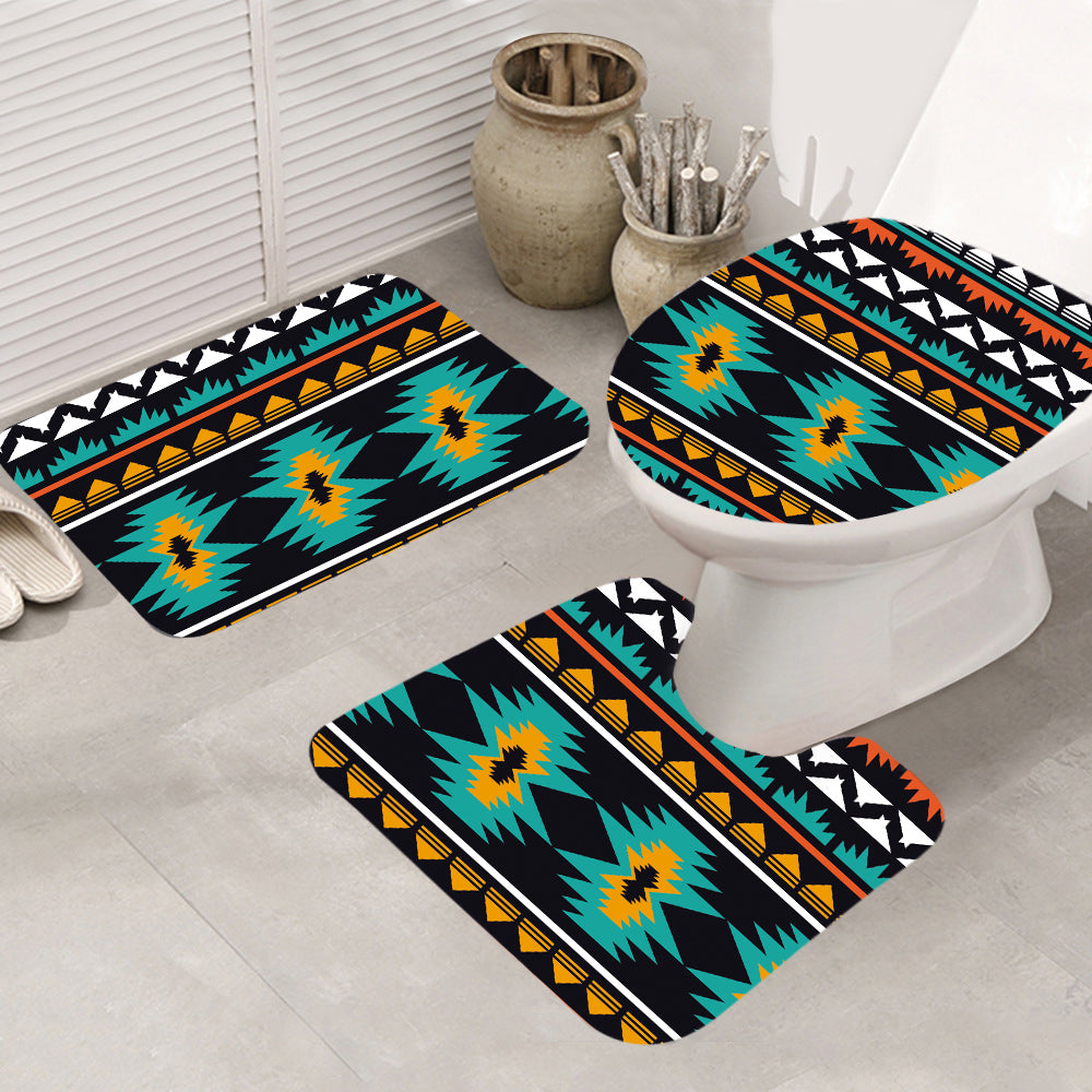 Powwow Store gb nat00609 navajo geometric seamless pattern bathroom mat 3 pieces