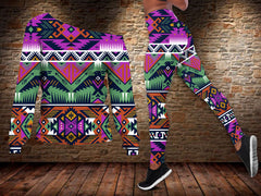 Powwow StoreGBNAT0007102 Tribe Design Native American Offshoulder Sweater Legging Set