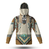 Powwow Store gb nat00059 brown pattern breastplate native american 3d hoodie with mask