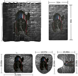 Flag Skull Black Brick Wall Bathroom Set SK-BRS01-W0001S01