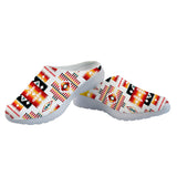 GB-NAT00075 White Tribes Pattern Native American Mesh Slippers