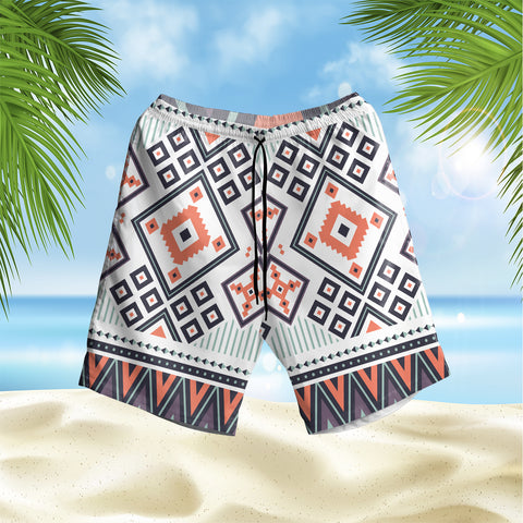 GB-NAT00318 Purple Tribal Design Pattern Hawaiian Shorts