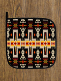 GB-NAT00062-01 Black Tribe Design Native American Oven Mitts And Potholder Set