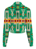 Powwow Store gb nat00062 06 green tribe design native american crop hoodie