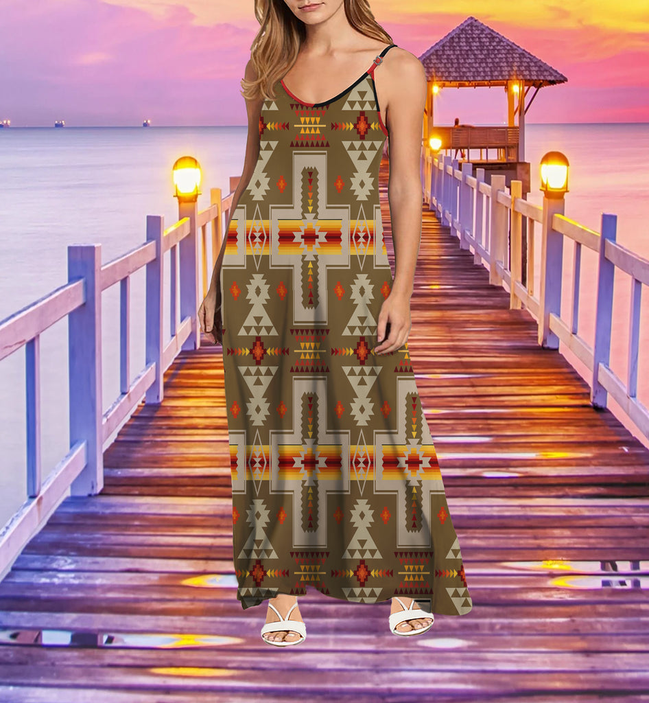 GB-NAT00062-10 Tribe Design Native American Maxi Dress