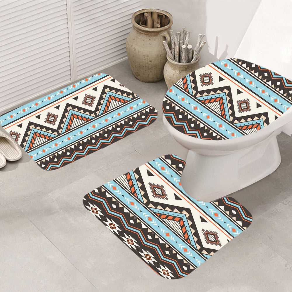 Powwow Store gb nat00604 tribal striped seamless pattern bathroom mat 3 pieces