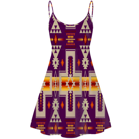 GB-NAT00062-09 Dark Purple Tribe Design Native American  Strings Dress