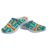 GB-NAT00062-05 Turquoise Tribe Design Native American Mesh Slippers
