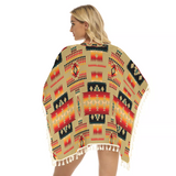 Powwow Store gb nat00046 15 light brown pattern square fringed shawl