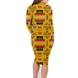 GB-NAT00302-02 Yellow Tribes Pattern Native American Body Dress