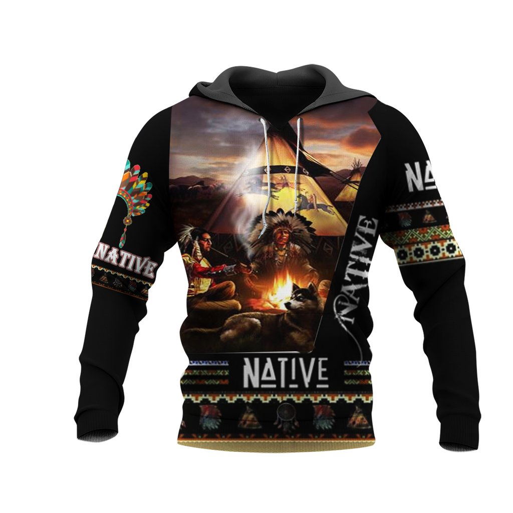 Powwow Store hd1110 campfire native american 3d hoodie