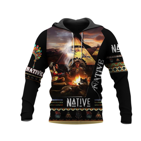 Powwow Store hd1110 campfire native american 3d hoodie