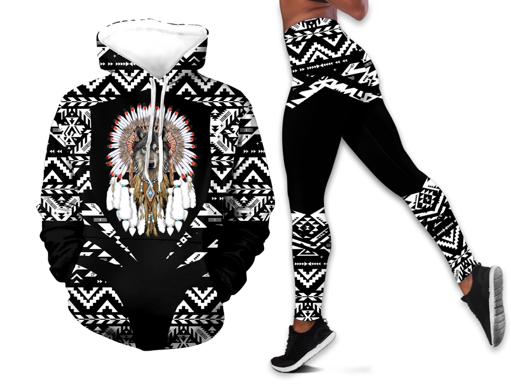 Powwow StoreHLS00354 Pattern Native 3D Hoodie Legging Set