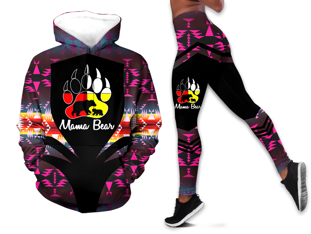 Powwow StoreHLS00353 Pattern Native 3D Hoodie Legging Set