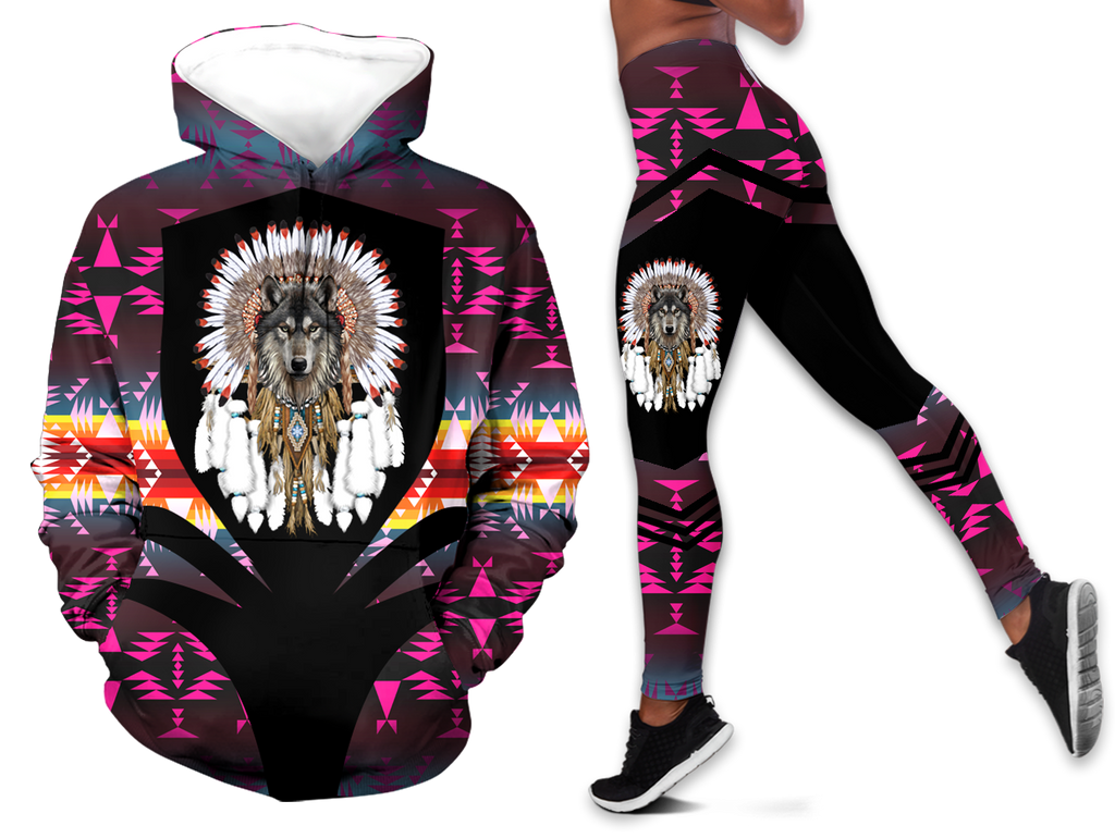 Powwow StoreHLS00351 Pattern Native 3D Hoodie Legging Set