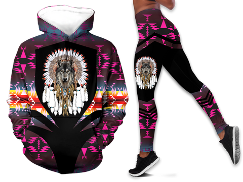 Powwow StoreHLS00351 Pattern Native 3D Hoodie Legging Set