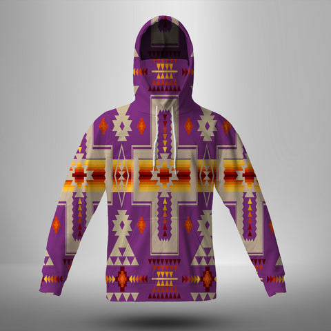 Powwow Store gb nat00062 07 light purple tribe design native american 3d hoodie with mask