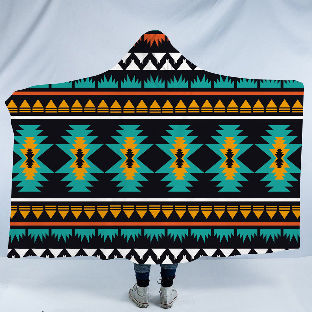 Powwow Store gb nat00609 navajo geometric seamless pattern hooded blanket