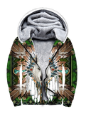 Powwow StoreGBNAT00639 Mandala Wolf Native 3D Fleece Hoodie