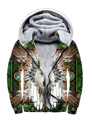 GB-NAT00639 Mandala Wolf Native 3D Fleece Hoodie