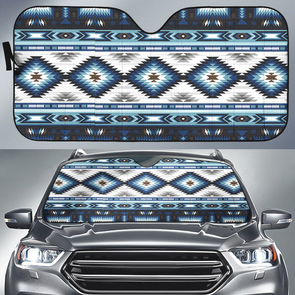 Powwow Store gb nat00528 blue colors tribal pattern auto sun shades