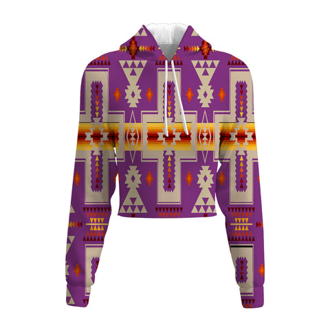 Powwow Store gb nat00062 07 light purple tribe design native american crop hoodie