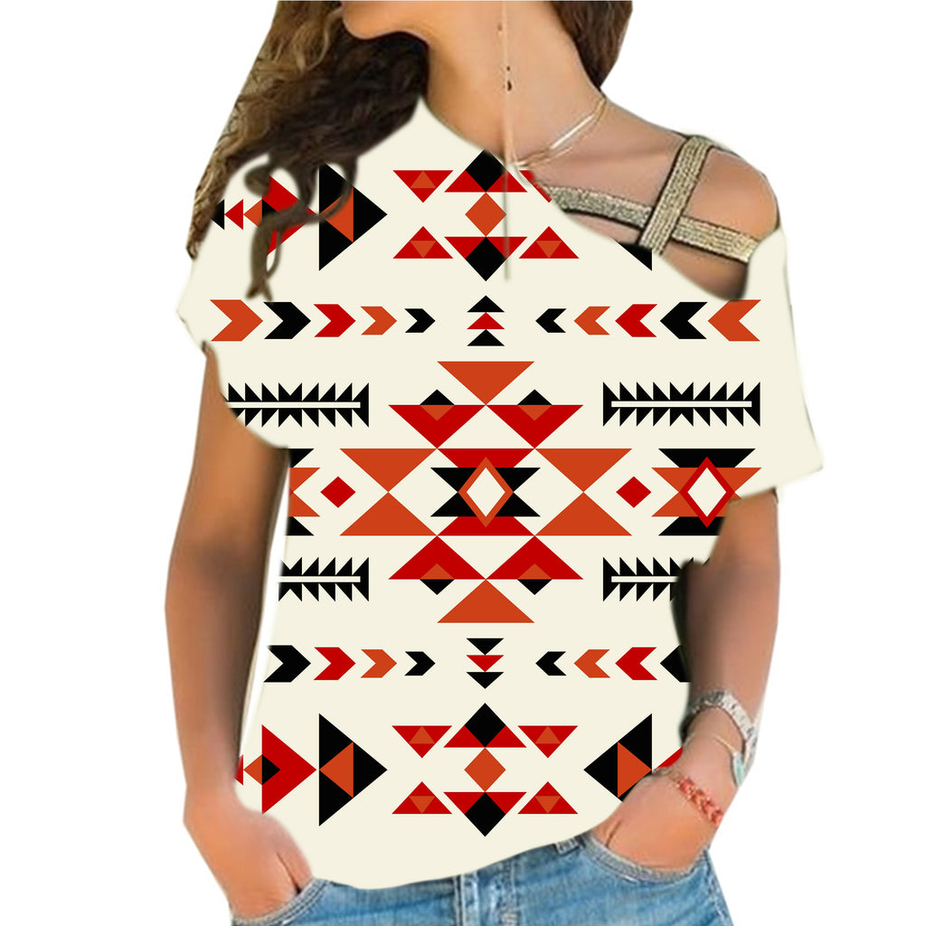 Powwow StoreGBNAT0051402 Ethnic Pattern Design Cross Shoulder Shirt