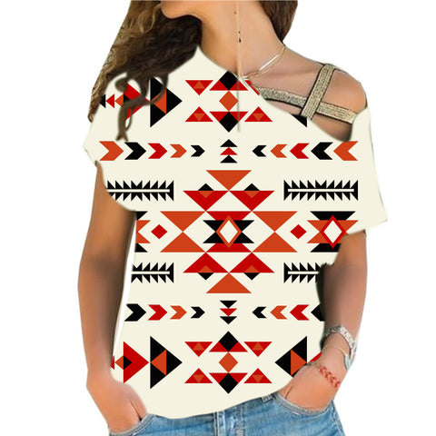 GB-NAT00514-02 Ethnic Pattern Design Cross Shoulder Shirt