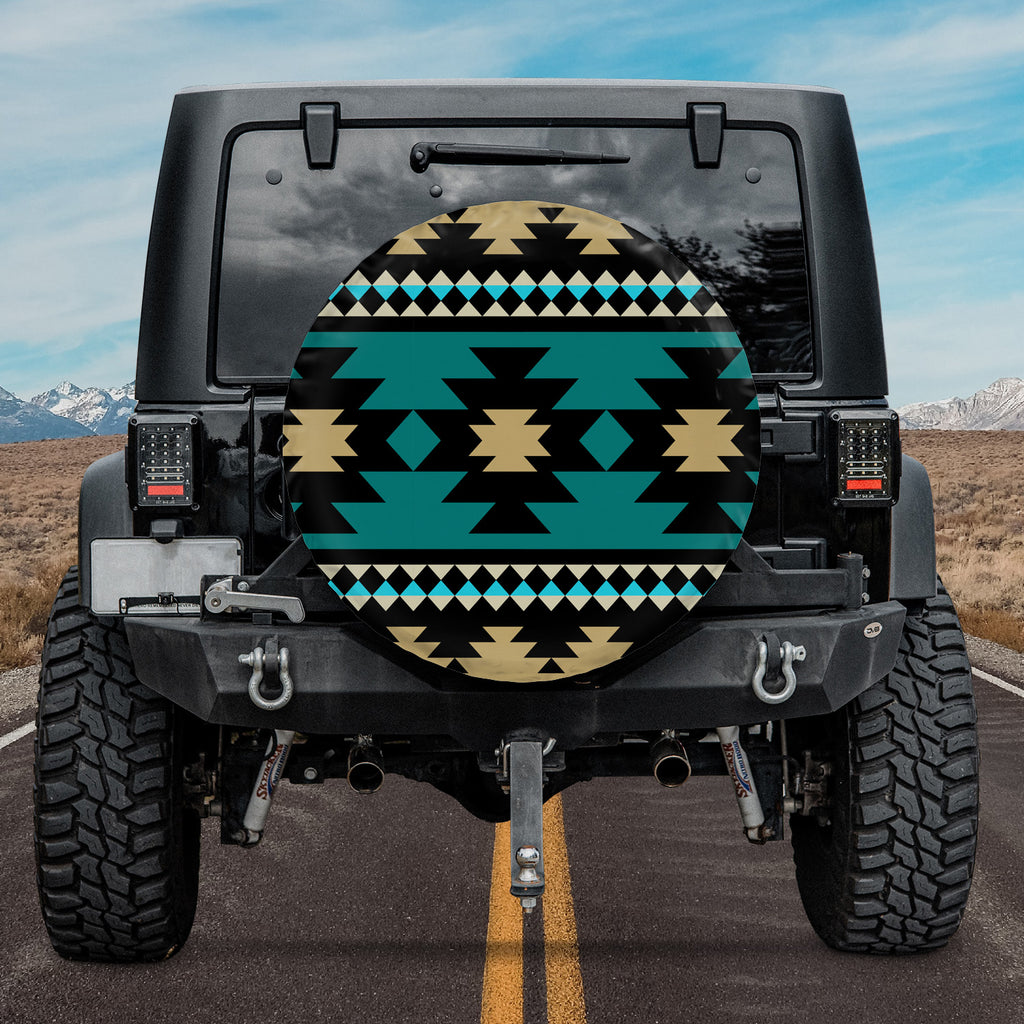 Powwow Store gb nat00509 green ethnic aztec pattern spare tire cover