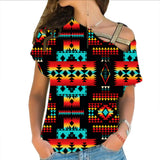 Powwow Store gb nat00046 black native tribes pattern native american cross shoulder shirt