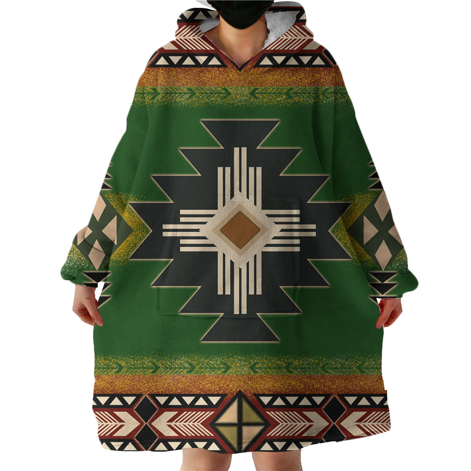 Powwow Store gb nat0001 southwest green symbol sherpa hoodie blankets