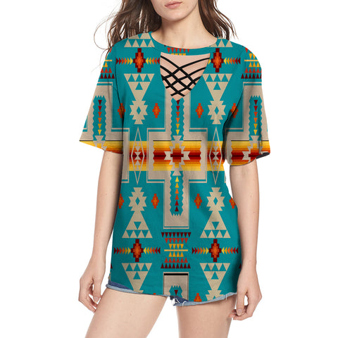 Powwow Store gb nat00062 05 turquoise tribe design native american round neck hollow out tshirt