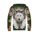 Powwow Storegb nat00639 mandala wolf native 3d fleece hoodie