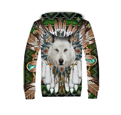 GB-NAT00639 Mandala Wolf Native 3D Fleece Hoodie