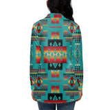 GB-NAT00046-01 Blue Native Tribes Pattern  3D Long Sleeve Blouse
