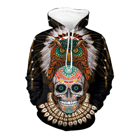 Powwow Store gb nat00328 warrior of indian skull all over hoodie