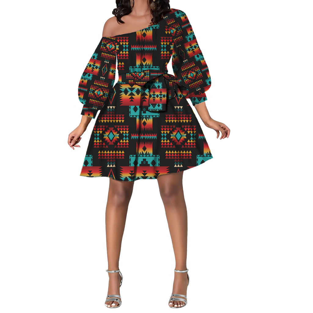 Powwow StoreGBNAT0004602 Pattern Native Lovely Women Dress