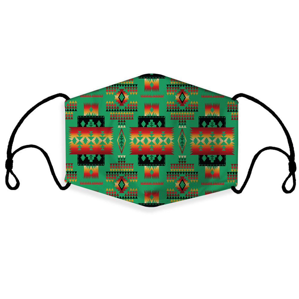 Powwow Store gb nat00046 05 green tribe pattern native american 3d mask with 1 filter