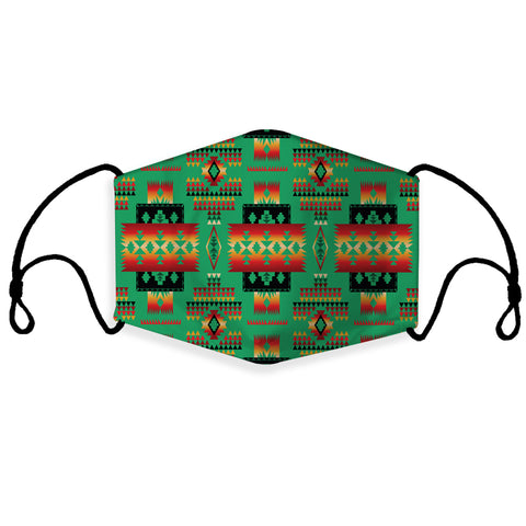 GB-NAT00046-05 Green Tribe Pattern Native American 3D Mask (with 1 filter)