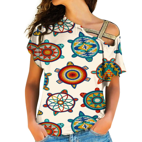 Powwow Store gb nat00042 02 mini turtle cream native american cross shoulder shirt