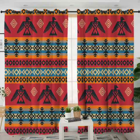 GB-NAT00029 Red Thunderbird Native American Living Room Curtain
