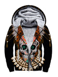 GB-NAT00328 Warrior Of Indian Skull 3D Fleece Hoodie