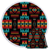 GB-NAT00046-02 Black Native Tribes Pattern Beach Blanket & Bag Set