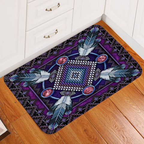 GB-NAT00023-01 Naumaddic Arts Dark Purple Native American Doormat