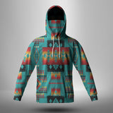 GB-NAT00046-01 Blue Native Tribes Pattern Native American 3D Hoodie With Mask