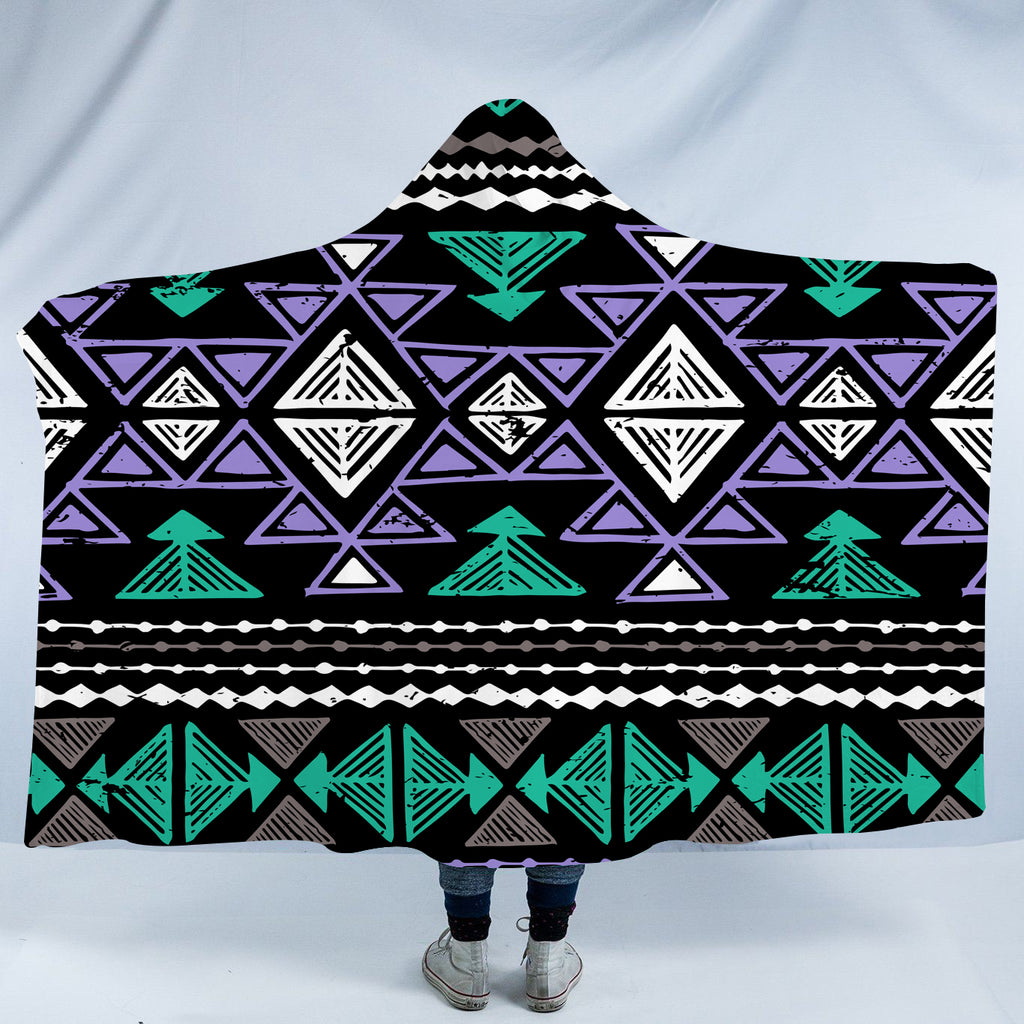 Powwow Store gb nat00578 neon color tribal hooded blanket