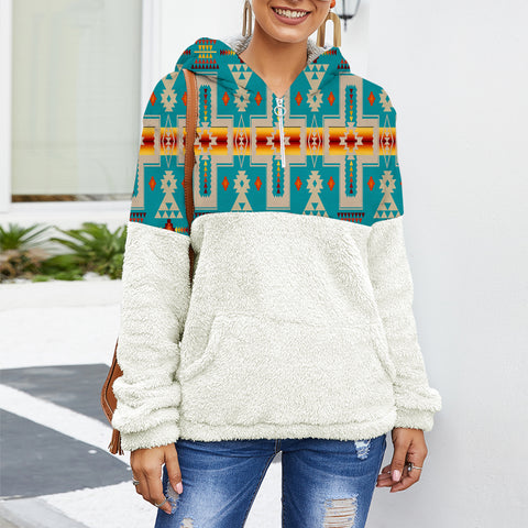 Powwow Store gb nat00062 05 turquoise tribe design native american flannel hooded split hoodie