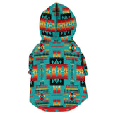 Blue Native Tribes Pattern Native American Fashion Dog Zip-Up Hoodie - Powwow Store