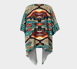 Tribe Blue Pattern Native American Draped Kimono