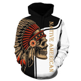 Chief Skull Native American All Over Hoodie - Powwow Store